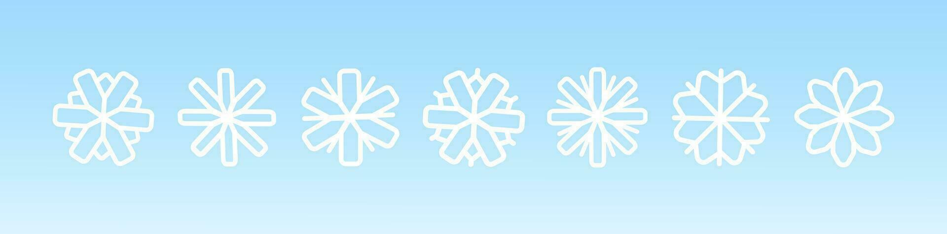 Set white snowflakes. Isolated on white blue background. Vector illustration. For greeting card, invitation, tag.
