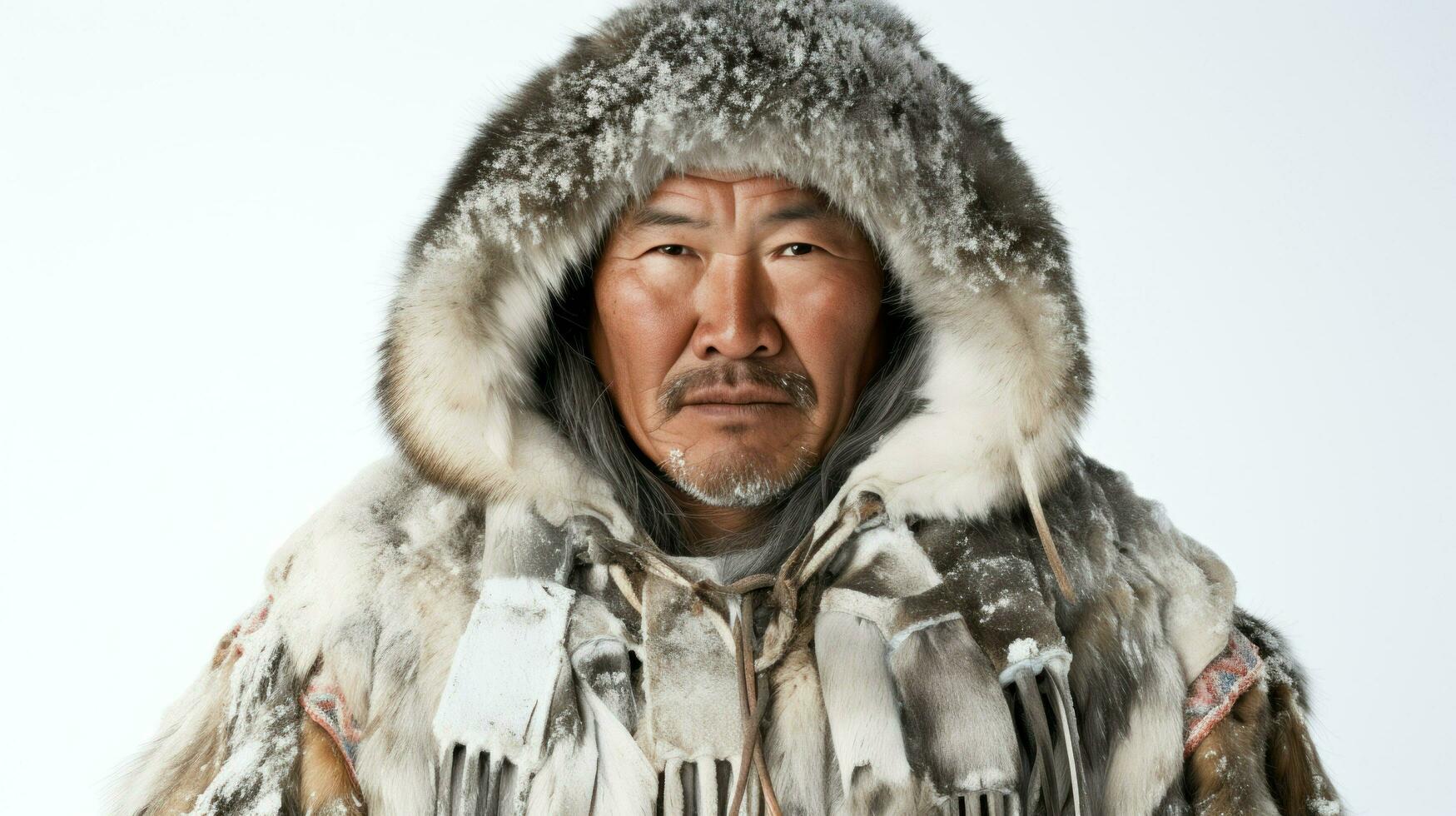un esquimal vistiendo tradicional ropa. generativo ai foto