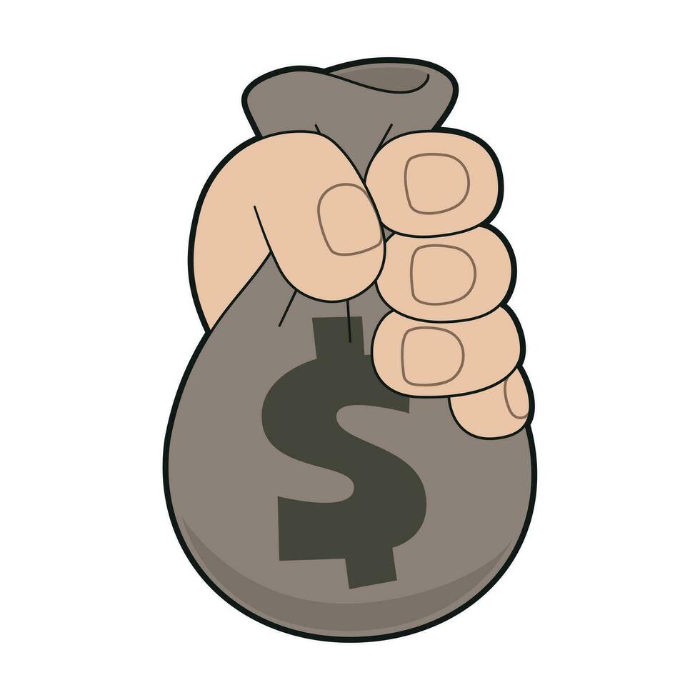 Hand with money. Vector illustration.