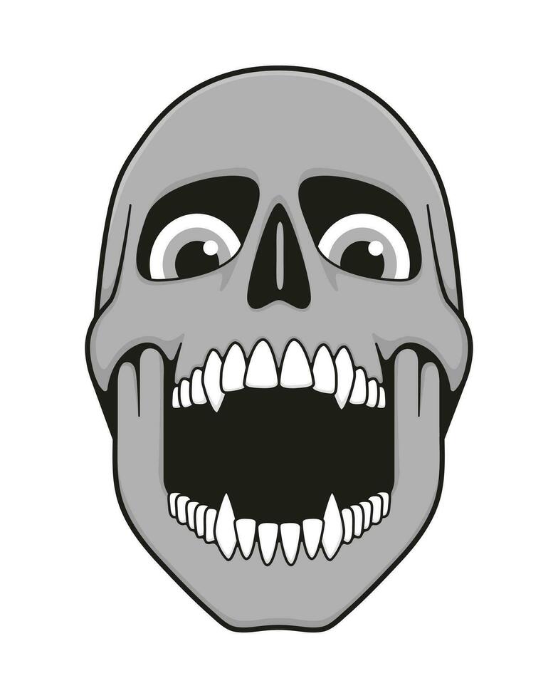 Human skull face with eyes. Isolated illustration. vector