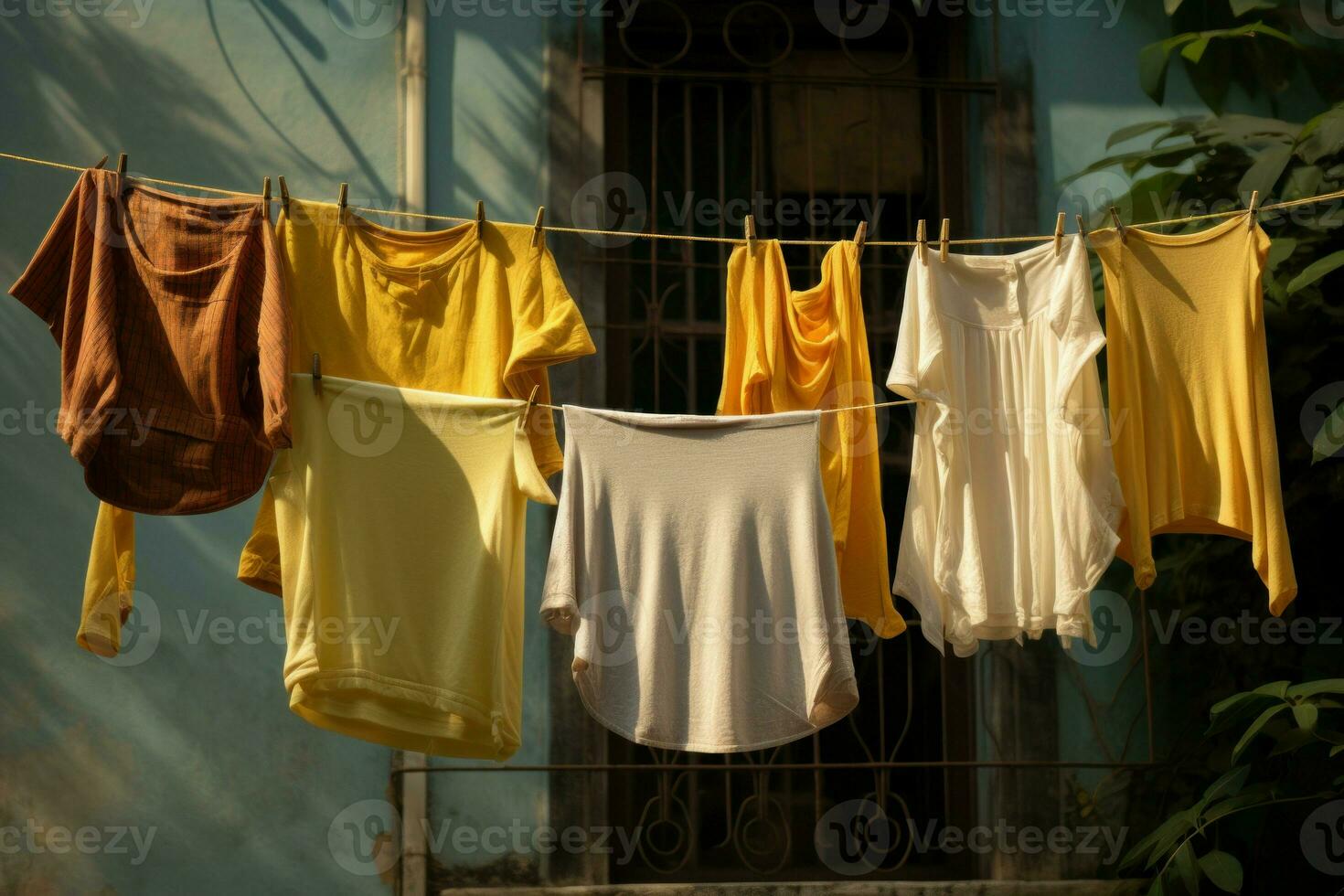 libre de arrugas ropa el secado. generar ai foto