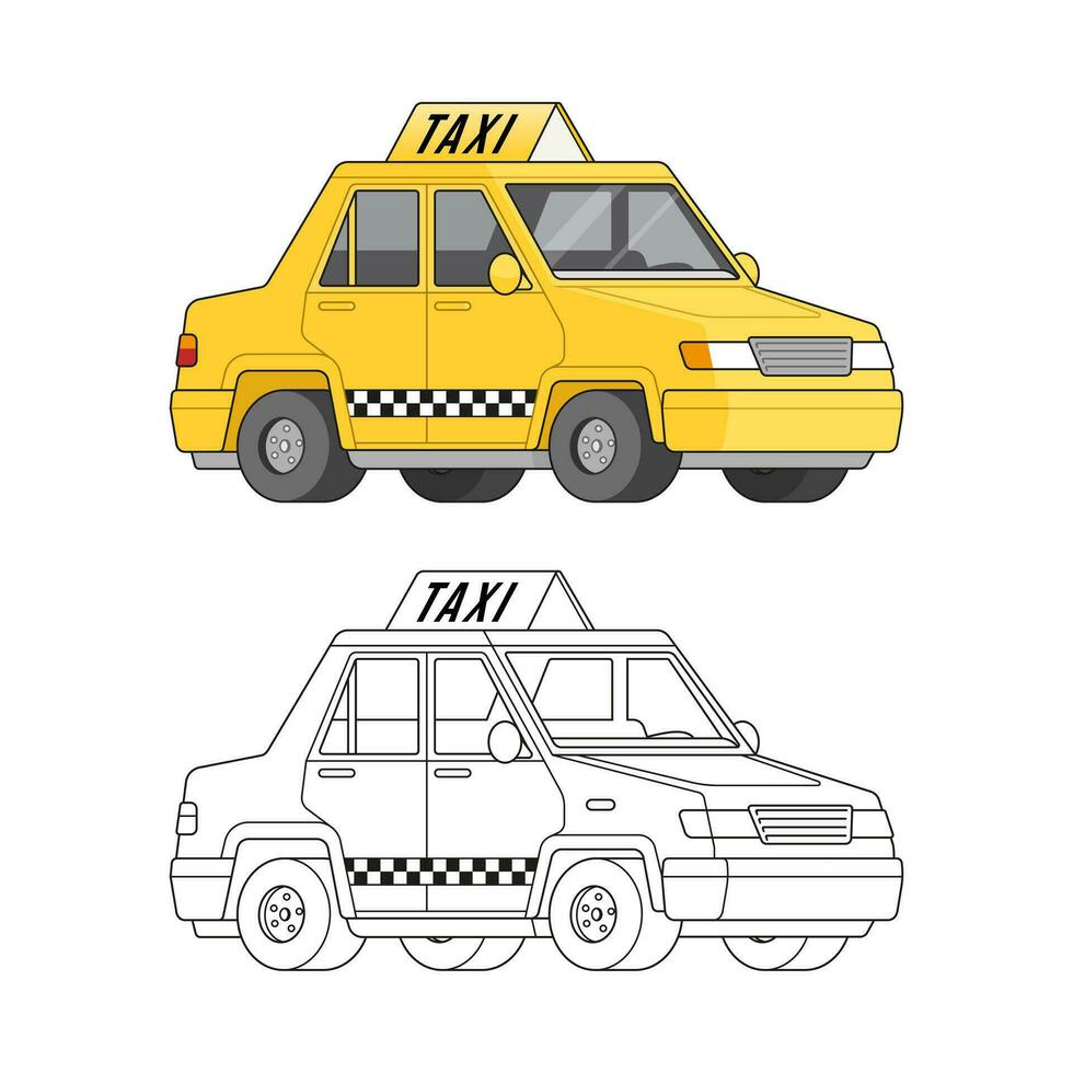 Vector illustration of a cartoon taxi car.