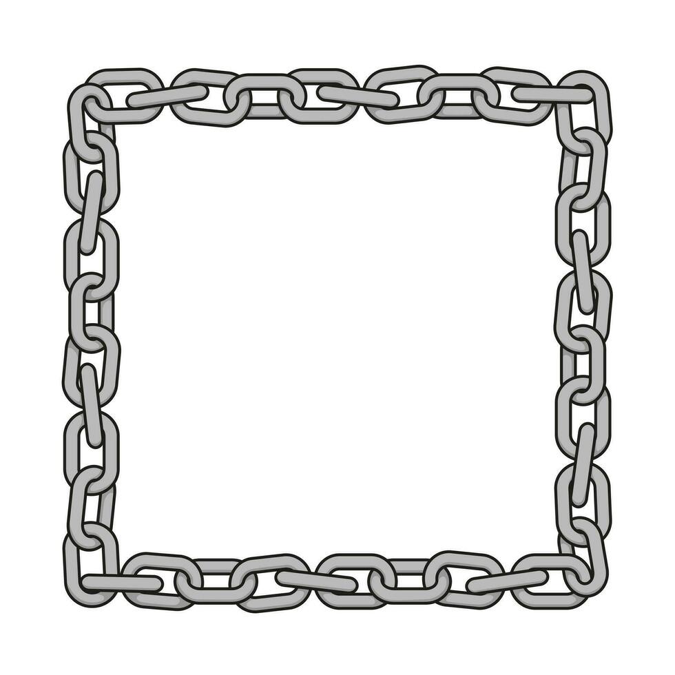 Metal chain in shape of square. Isolated illustration. vector