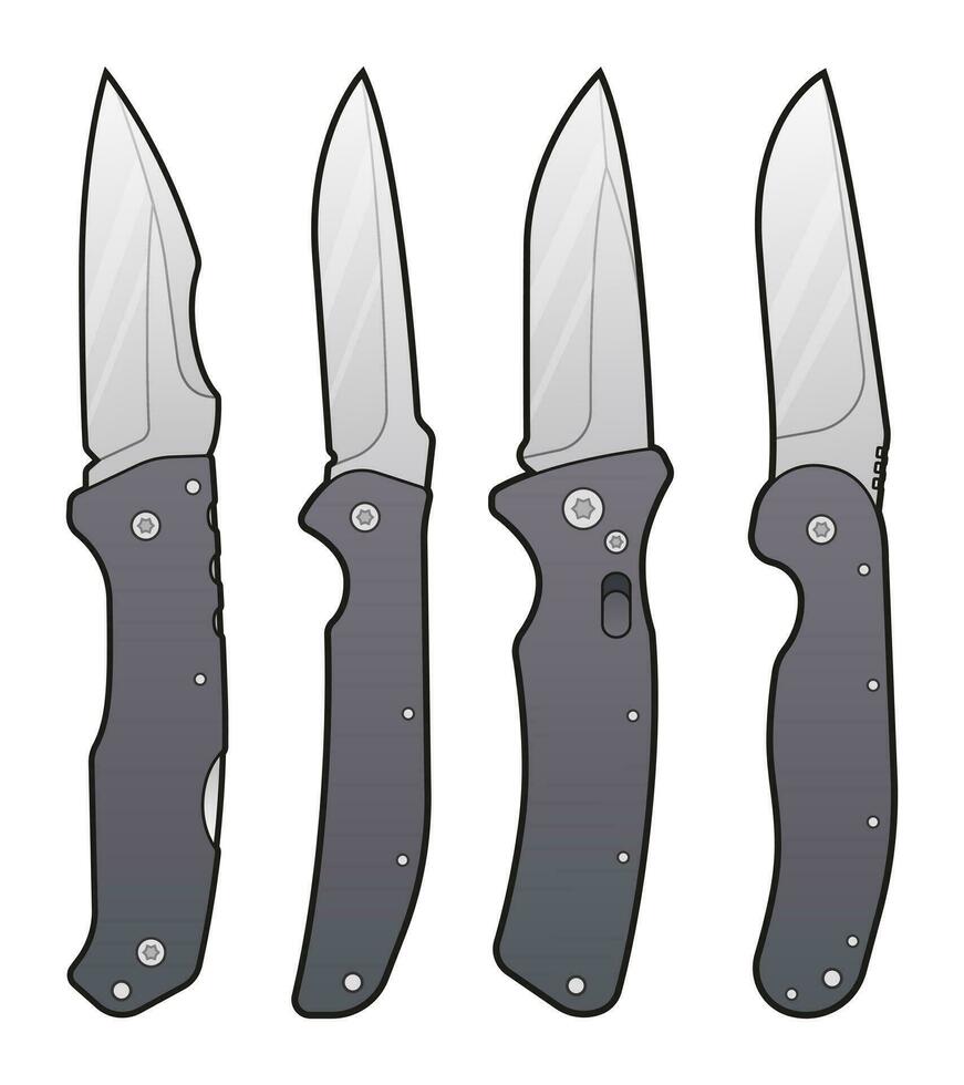 Vector illustration of combat knives set.