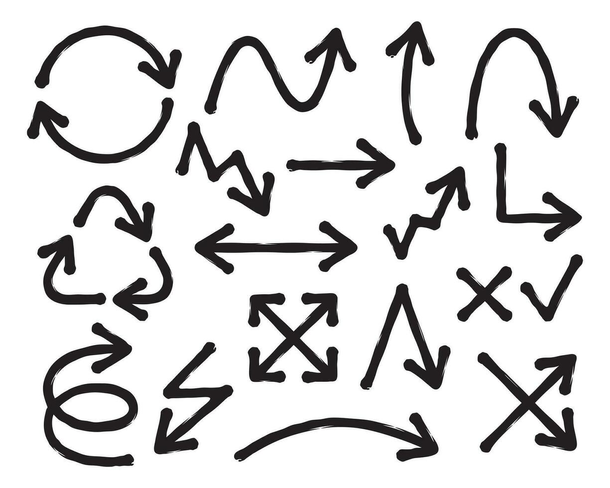 Vector hand drawn arrow set.