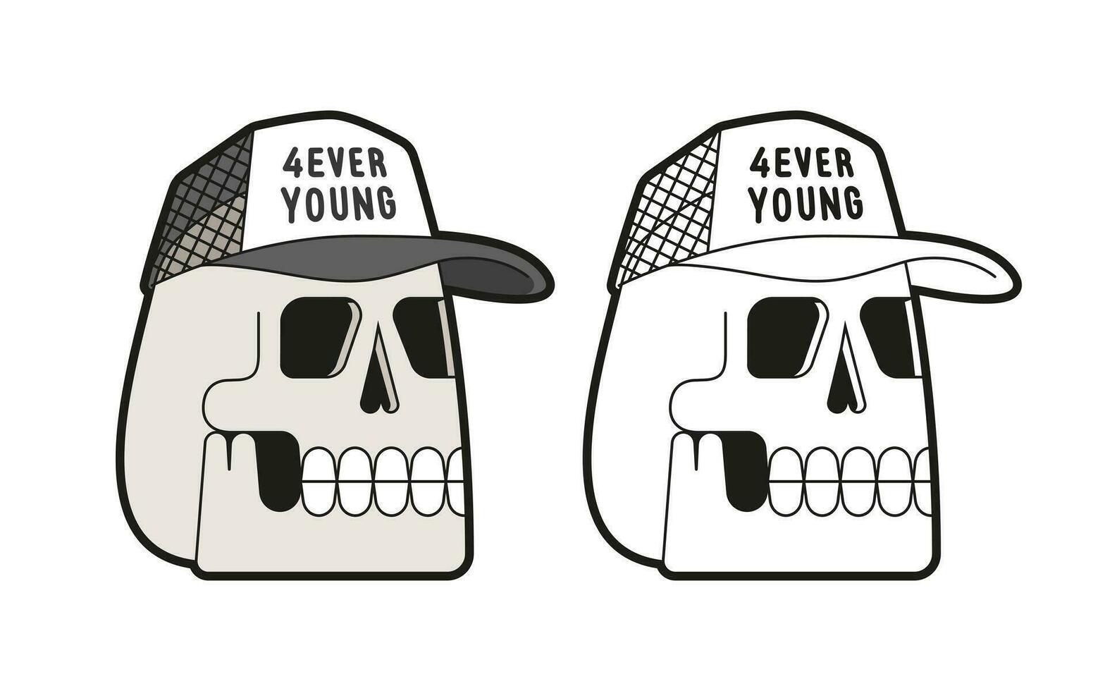 Vector illustration of skull head wearing a cap.