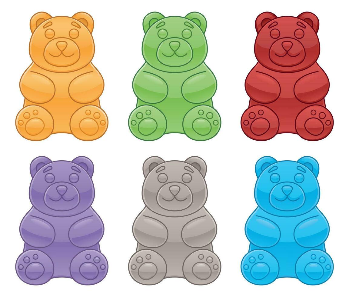 Gummy bears candy illustration set. vector