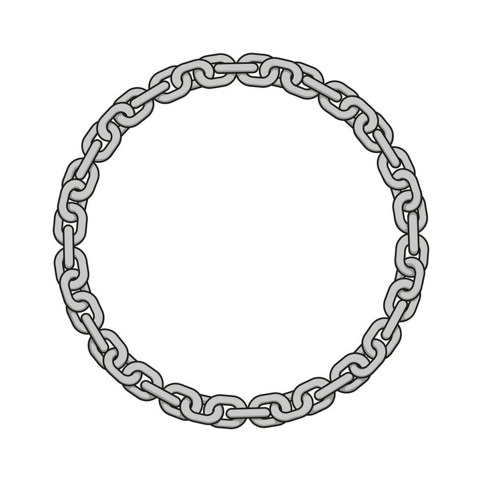 Vector chain in shape of circle. Isolated illustration.