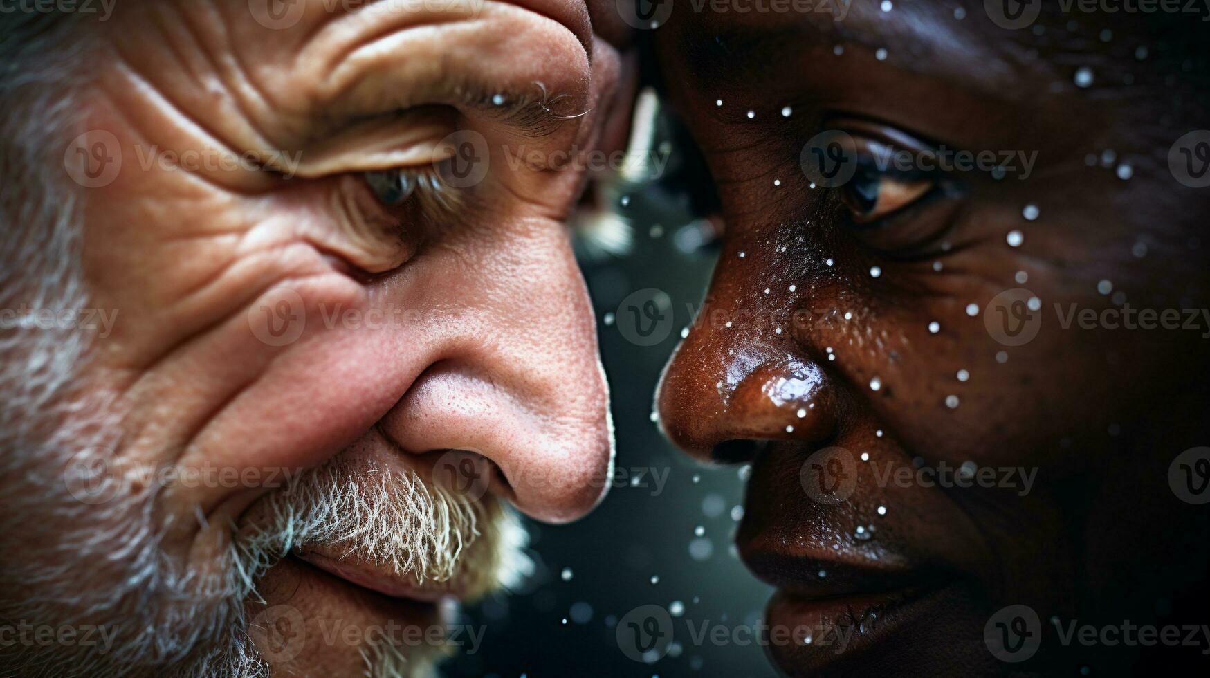 AI generative. Close-up portrait of a senior couple in love photo