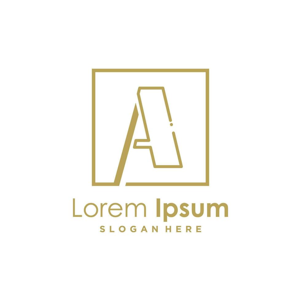 Letter A design with creative unique element idea concept and icon vector