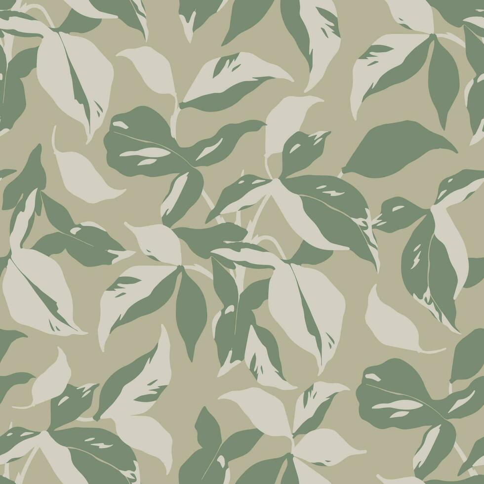 Vector tropical leaf botanical illustration seamless repeat pattern