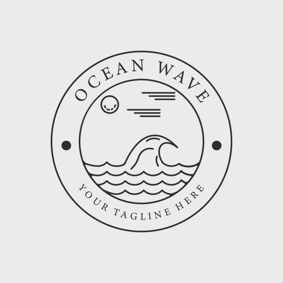 beach island logo line art vector illustration template graphic design