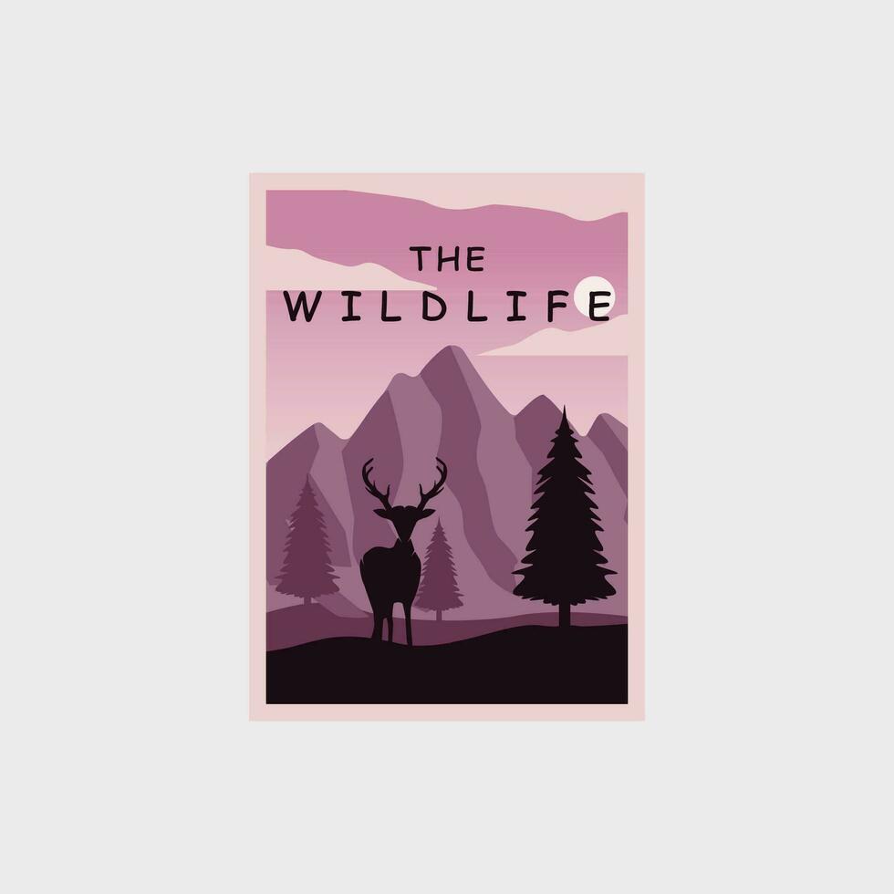 antler or deer in the dead forest poster vintage minimalist vector illustration template graphic design