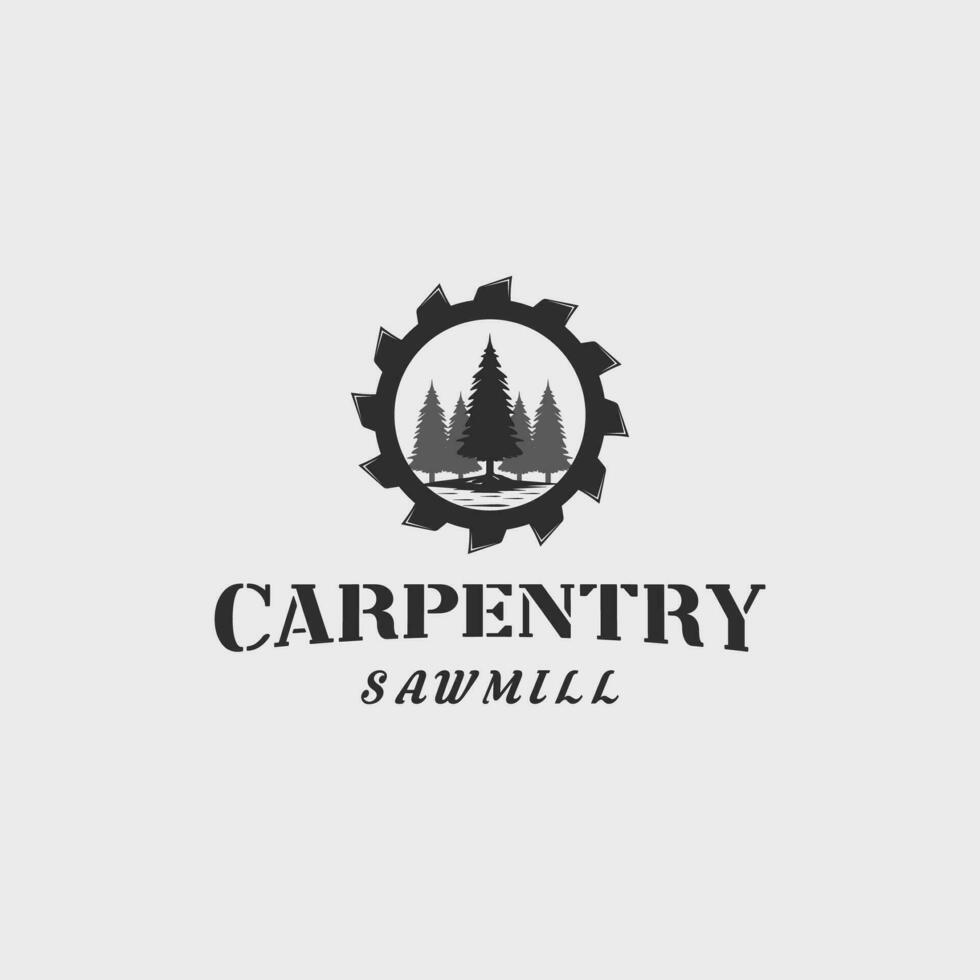 carpentry logo vintage vector illustration template icon graphic design