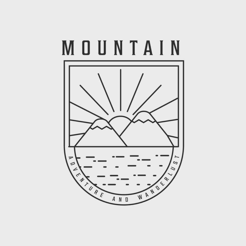 mountain emblem line art logo simple vector illustration template icon graphic badge design