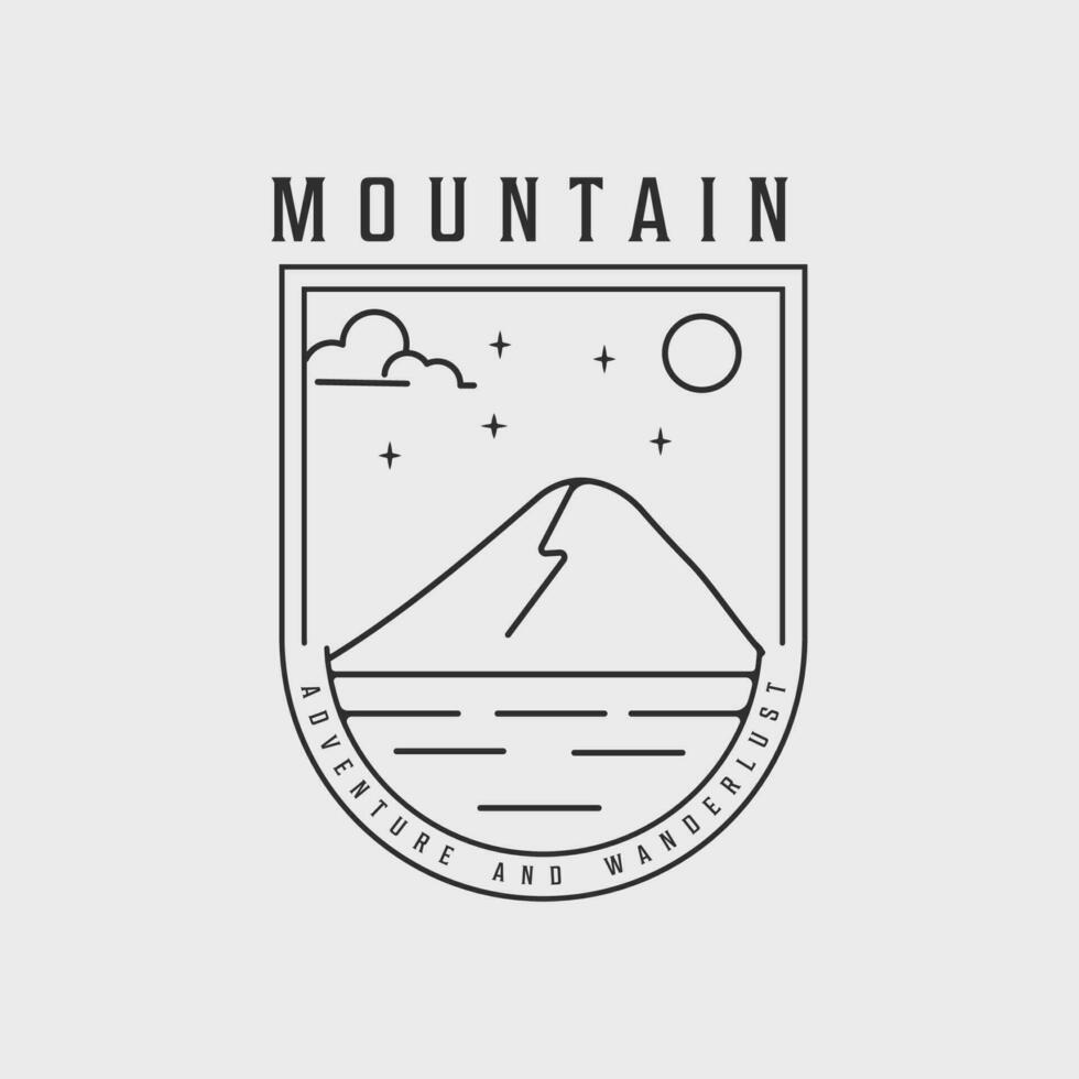 mountain emblem line art logo simple vector illustration template icon graphic badge design