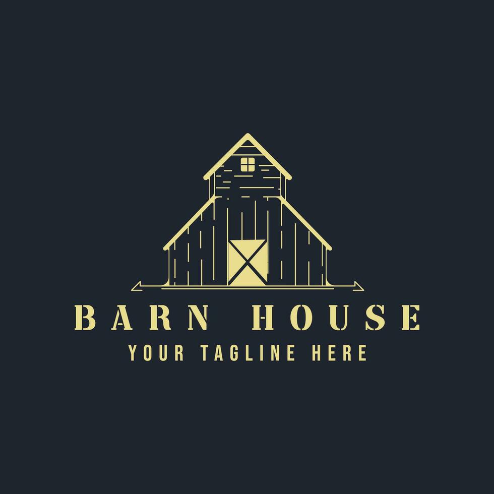 barn house logo line art vintage vector illustration template graphic design