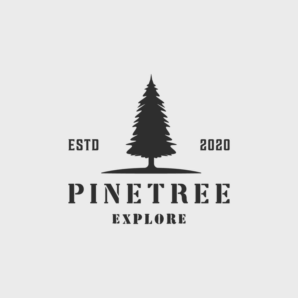 pine tree logo vector vintage illustration template icon graphic design