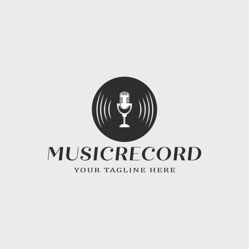 music recording logo vintage vector illustration template icon graphic design