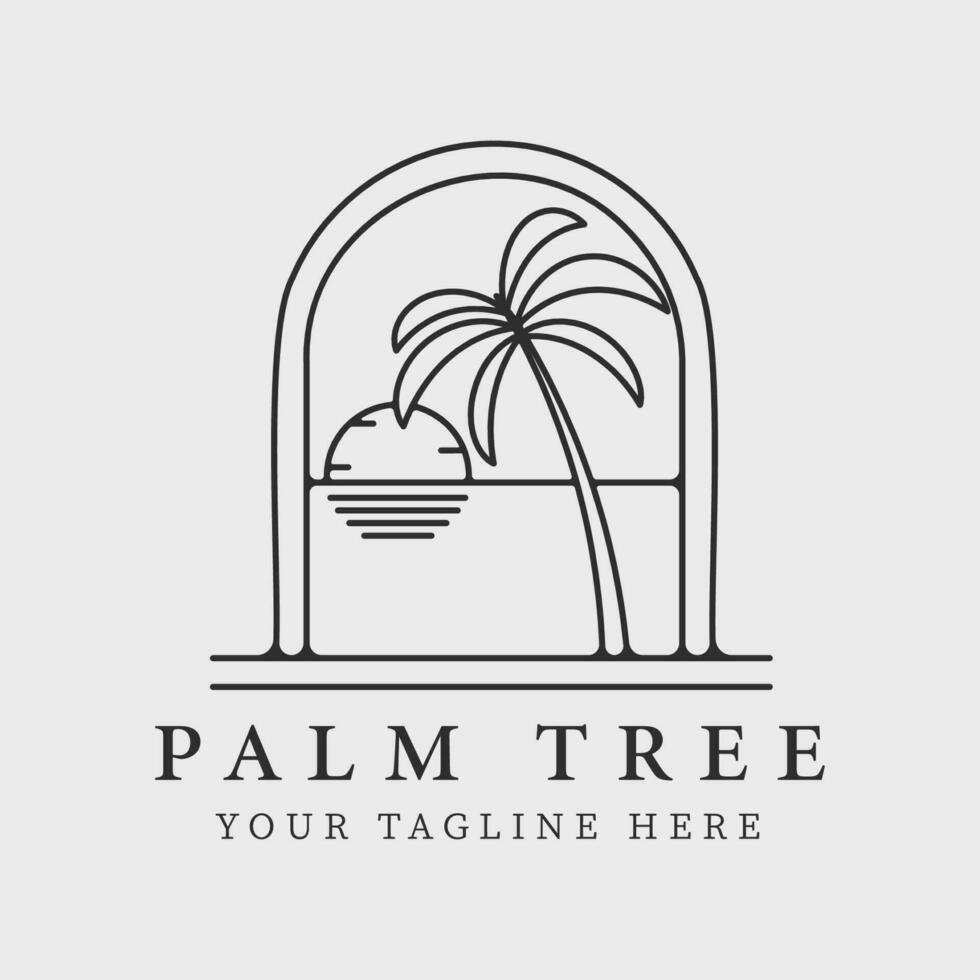 palm tree badge line art logo vector symbol illustration graphic design