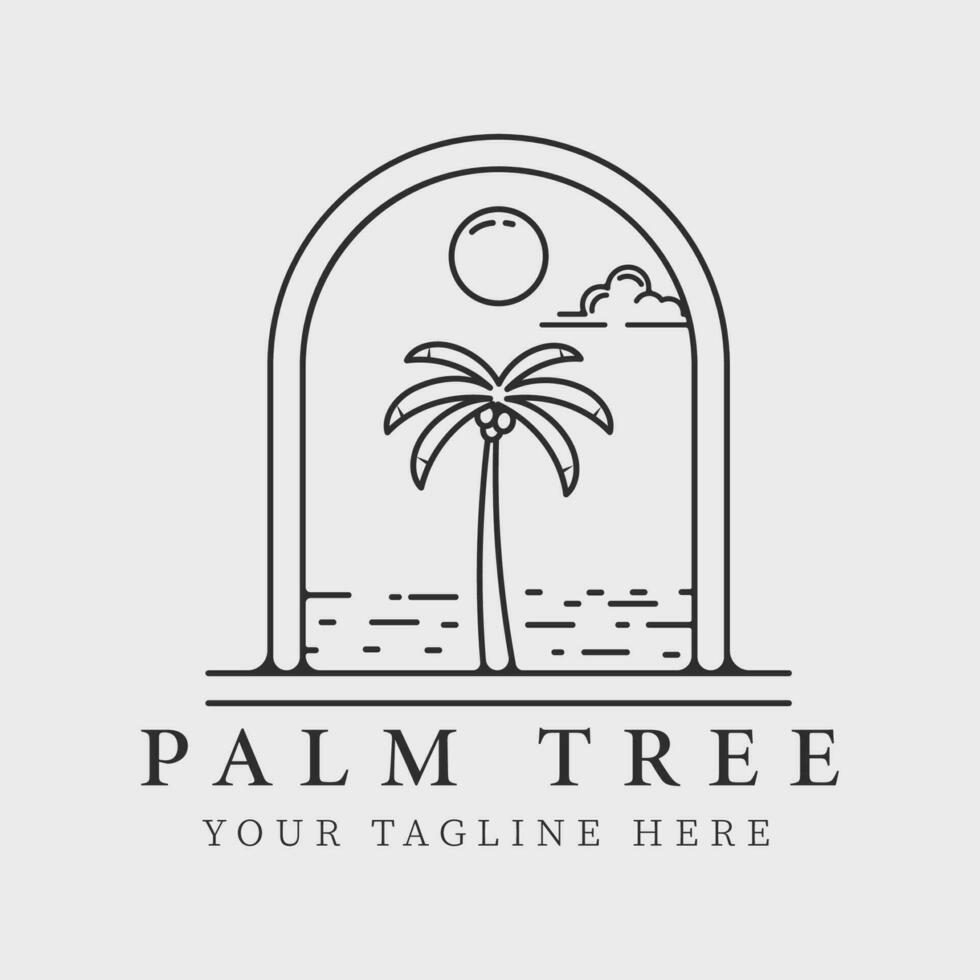 palm tree badge line art logo vector symbol illustration graphic design