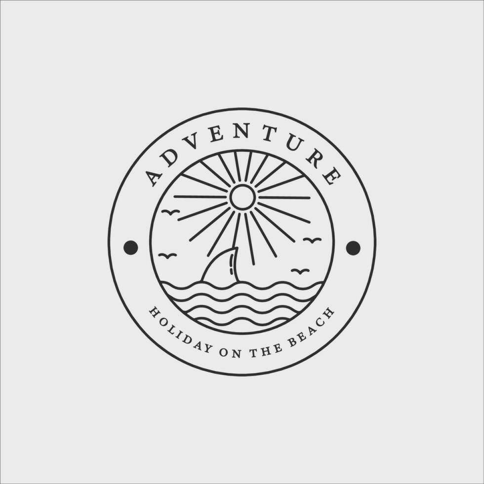 tropical island line art logo minimalist simple vector illustration icon design