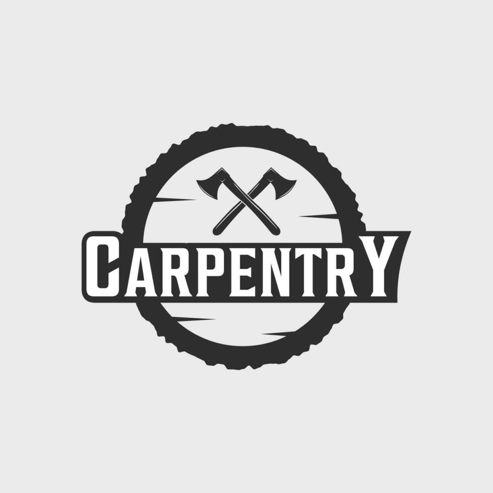 ax and wood carpentry logo vintage vector illustration template icon graphic design
