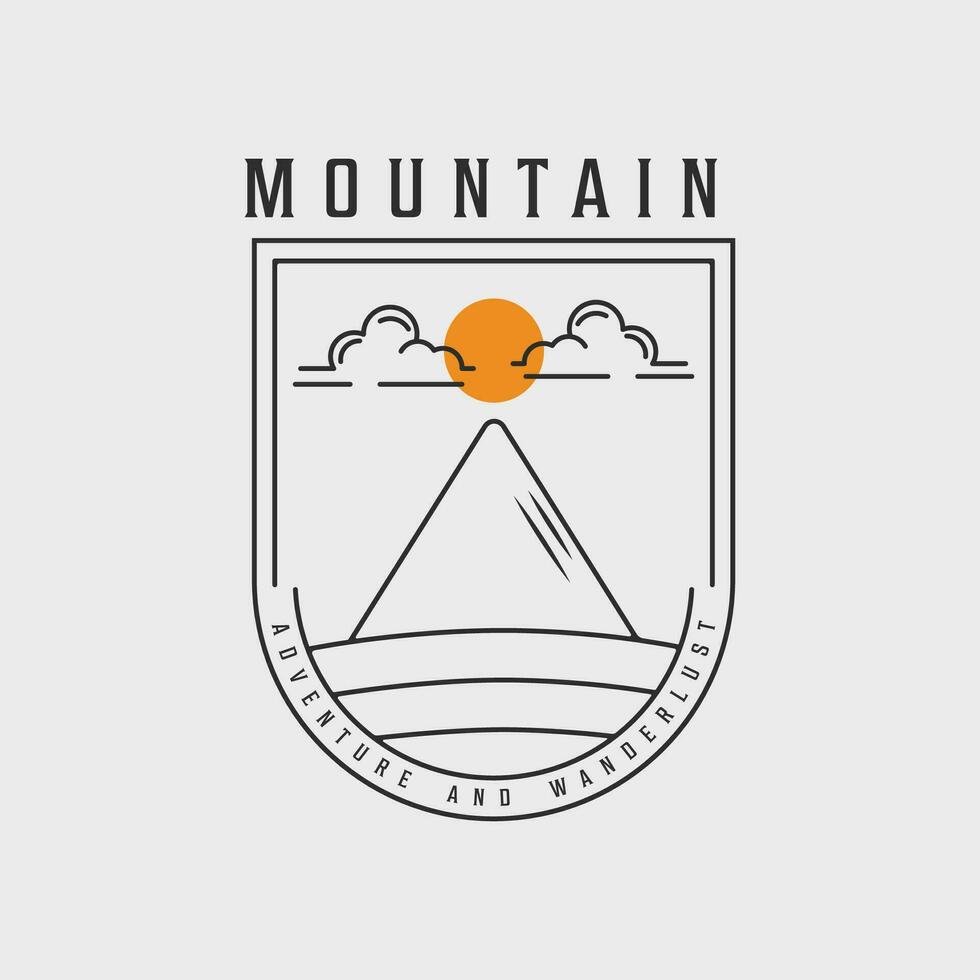 mountain emblem line art logo simple vector illustration template icon graphic badge design