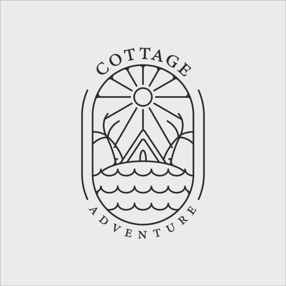 cabin cottage house logo line art vector illustration template graphic design
