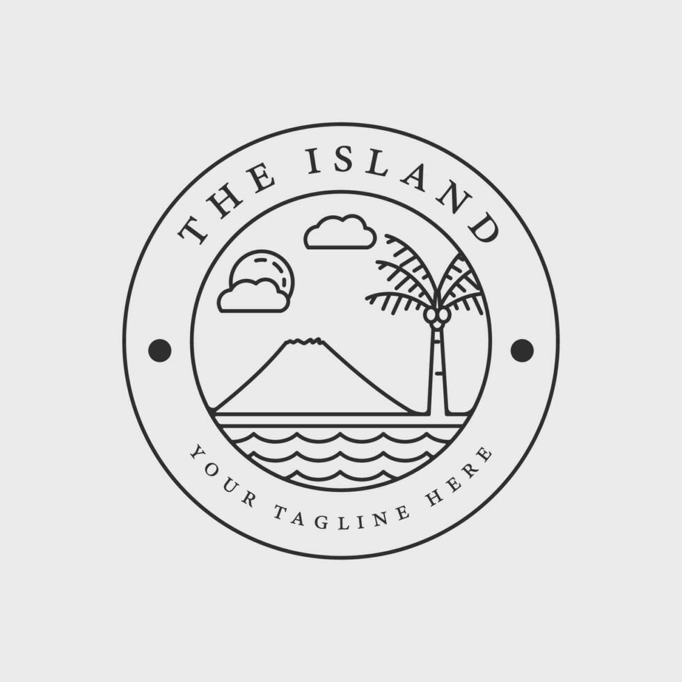 beach island logo line art vector illustration template graphic design