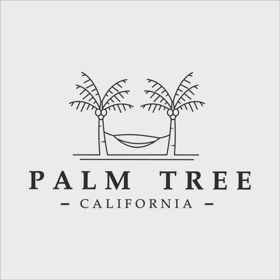 palm tree line art logo vector symbol illustration graphic design