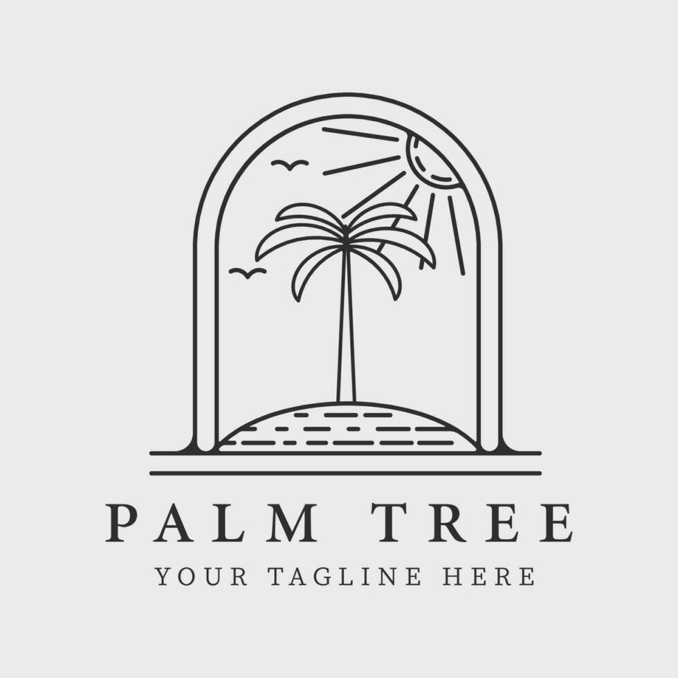 palm tree badge line art logo vector symbol illustration graphic design