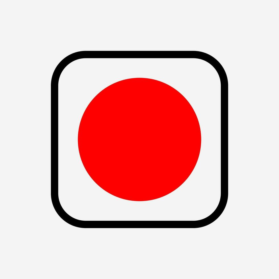 Red dot with a curved square icon. vector