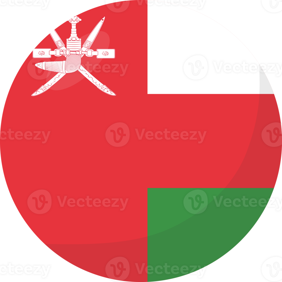 Oman flag circle 3D cartoon style. png
