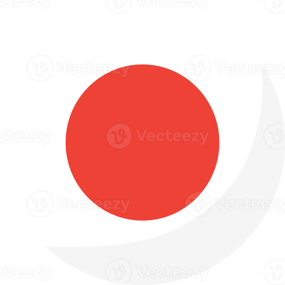Japan flag circle 3D cartoon style. png