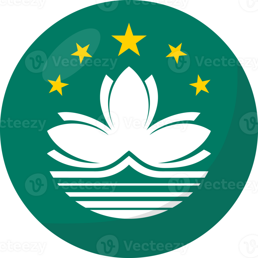 Macau flag circle 3D cartoon style. png