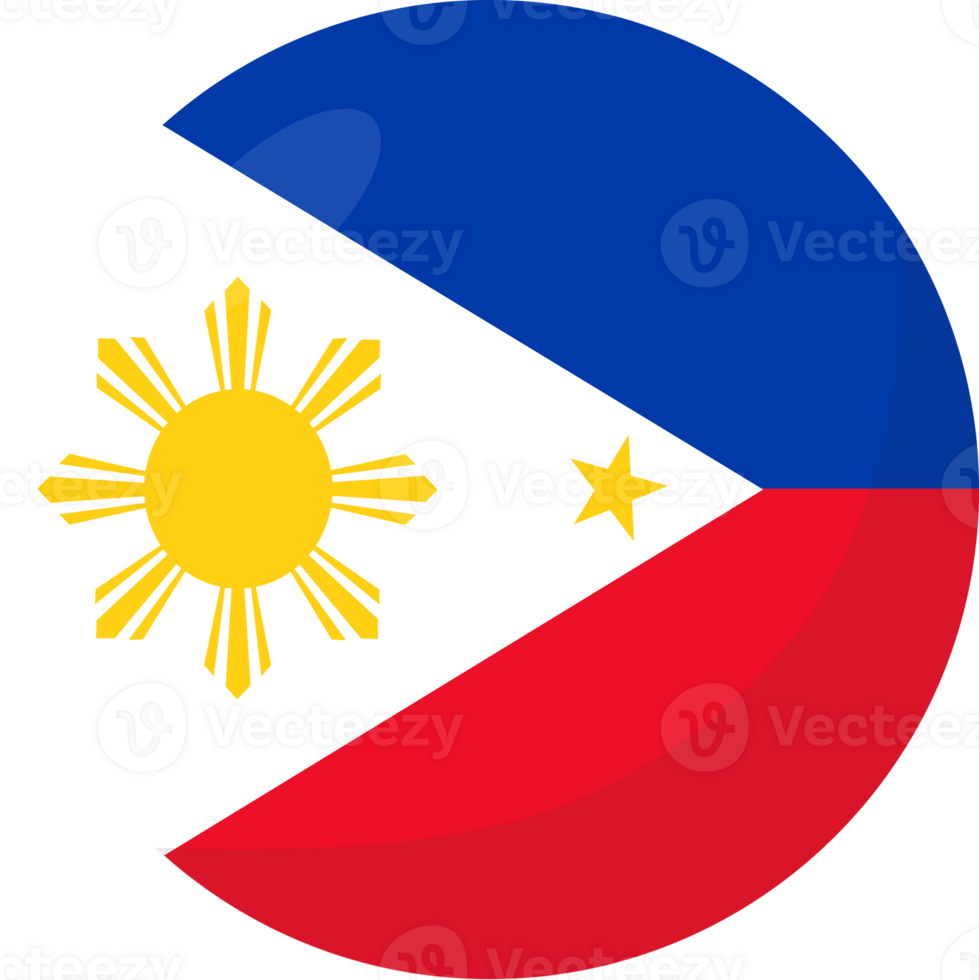 Philippines flag circle 3D cartoon style. png