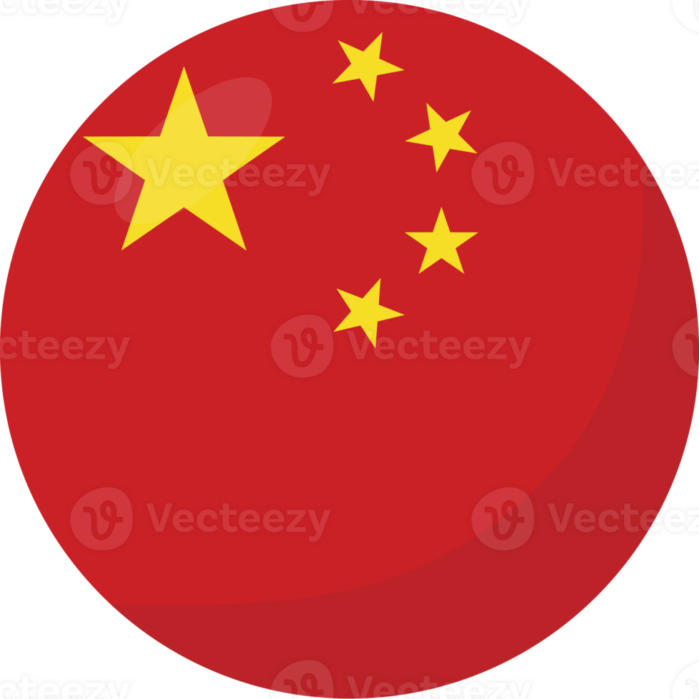 China flag circle 3D cartoon style. png