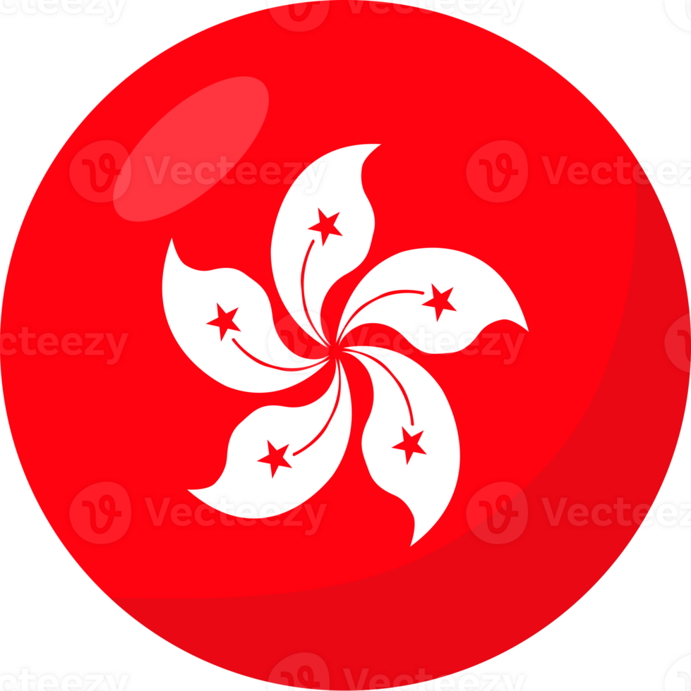 Hong Kong flag circle 3D cartoon style. png