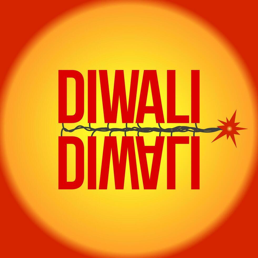 Diwali typography with crackers theme. vector