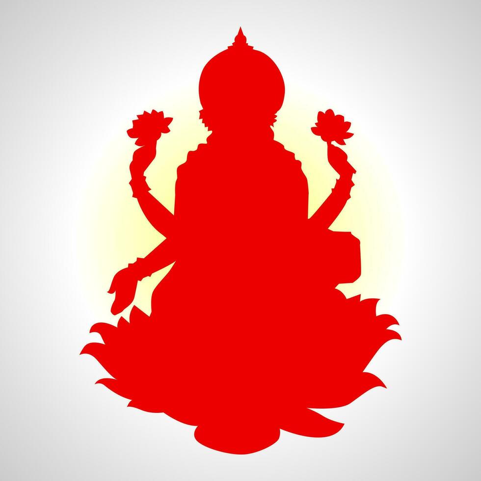 rojo lakshmi vector silueta icono. diwali laxmi icono.