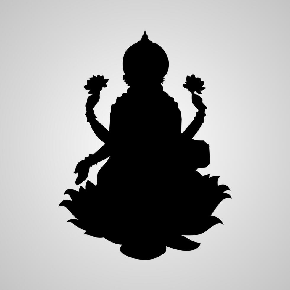 Lord Laxmi vector black silhouette. vector Lakshmi icon