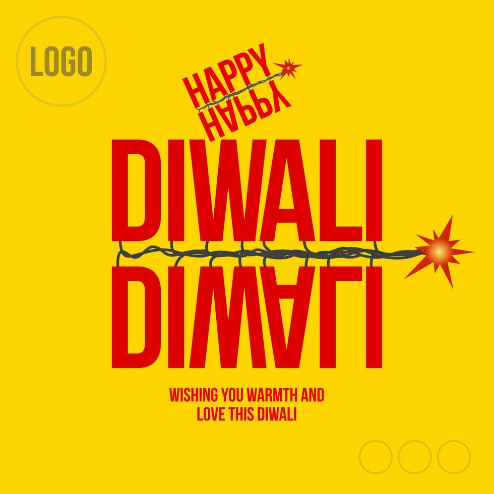 Happy Diwali greetings social media post with the crackers theme. warm color of Diwali greetings. vector