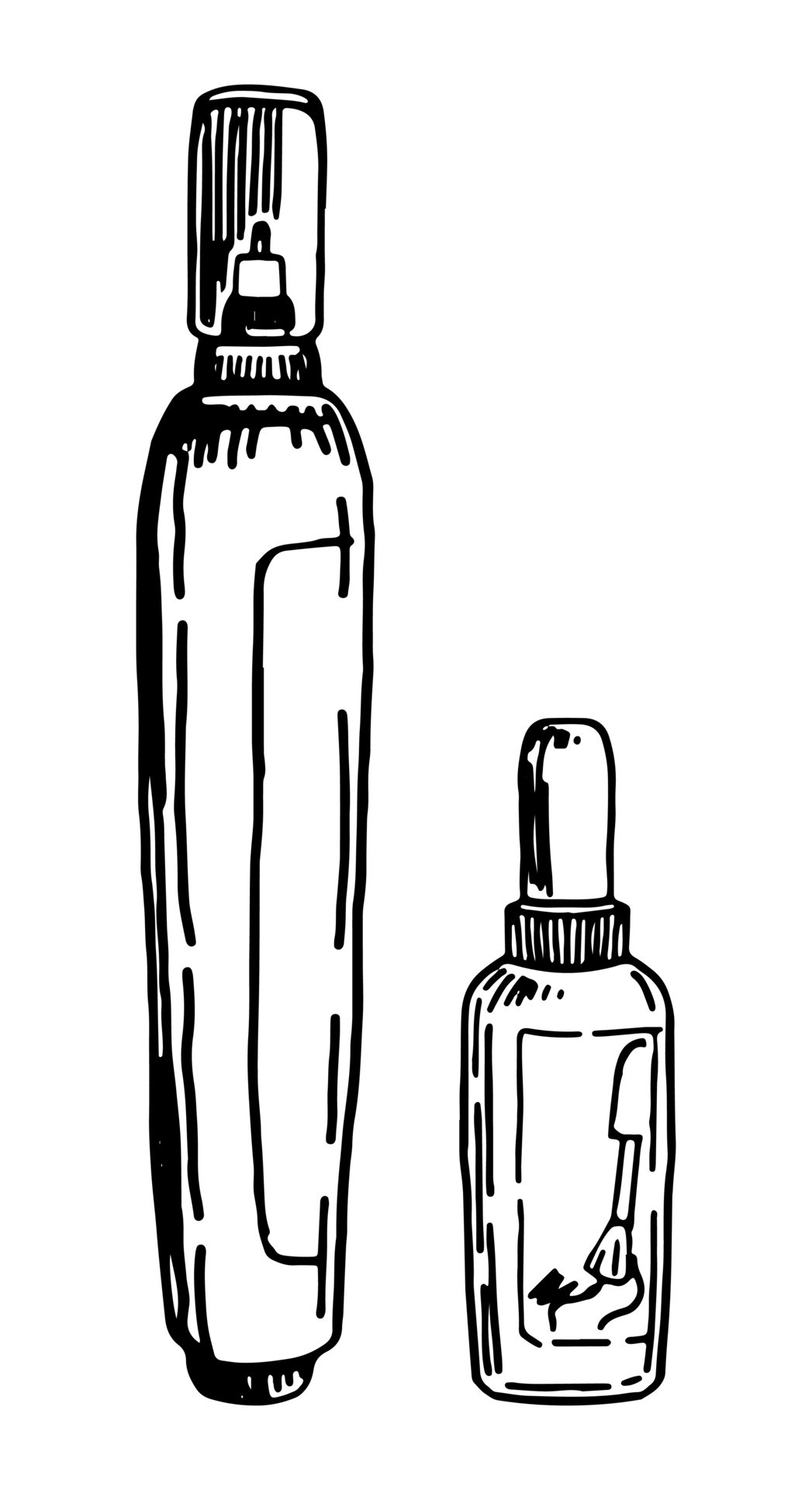 Correction fluid doodle set. Sketch of school supply, office stationery, writing equipment. Hand