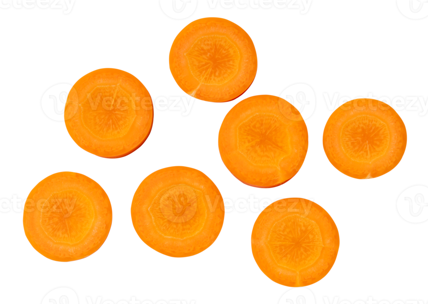 Beautiful orange  carrot slices in set isolated with clipping path in png file format