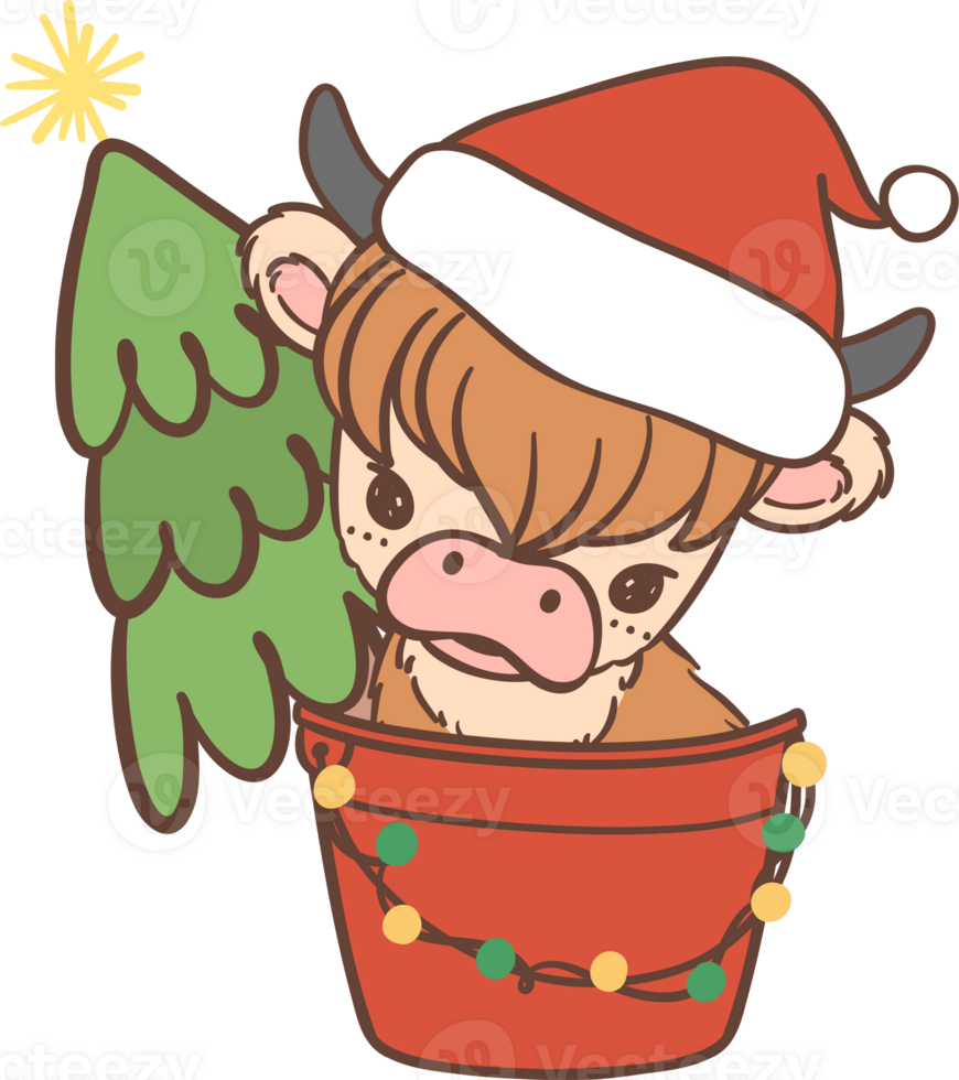 Christmas cow cartoon kid png