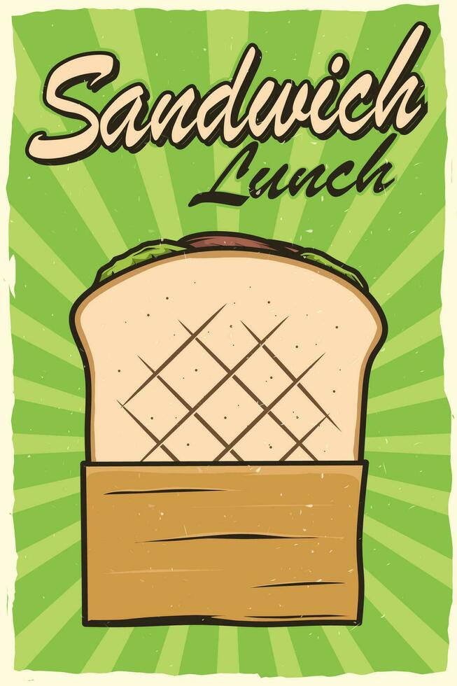 sandwich lunch vintage poster for print vector