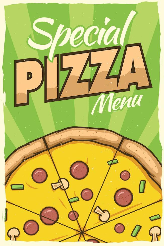 Special pizza vintage poster design vector