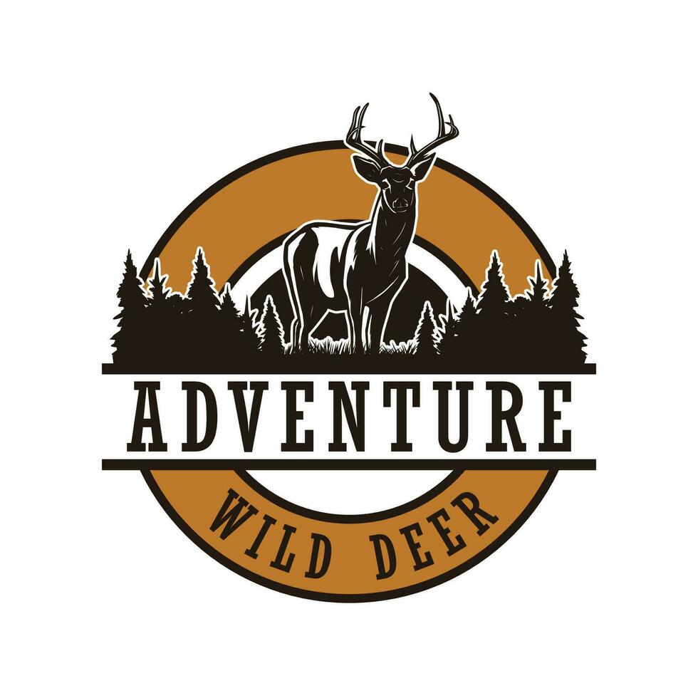 adventure badge with deer silhouette vector