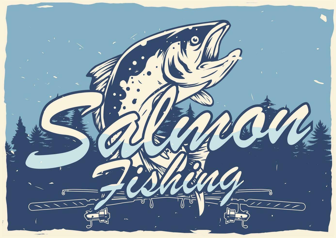 salmon fish poster design for print vector